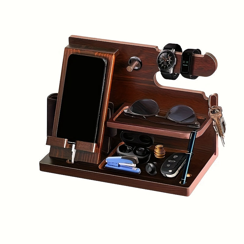 Wooden Desk Organizer Phone Docking Station Stand-1
